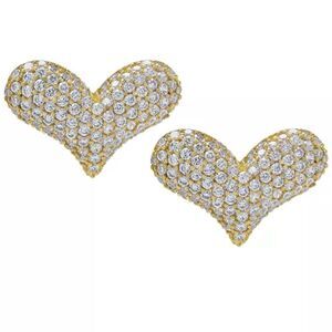 NIP- Macy’s - CZ pave gold plated heart earrings